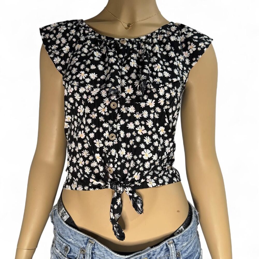 Justice Daisy Floral Tie Front Top Size L Y2K